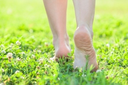 walking barefoot
