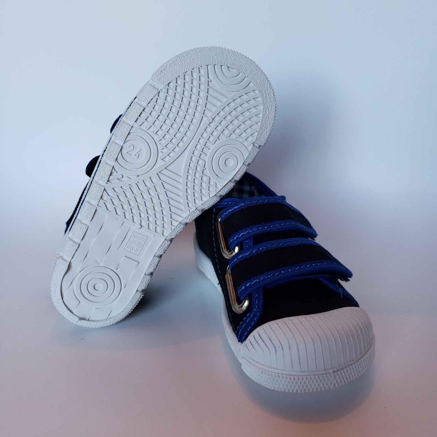 Cap-Toe Velcro Strap Canvas Low-Cut Sneaker #33-383-0623 BL/BLU - Image 2