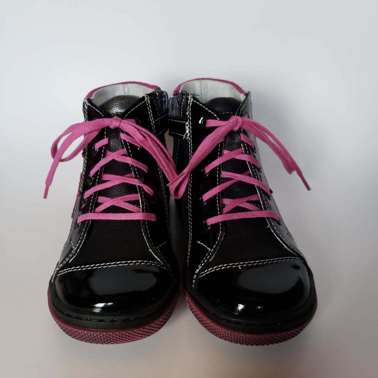 Lace-Up & Side Zipper Fashion Sneaker #23-3237-CZARNY - Image 2